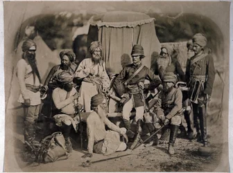 Eine Gruppe von Sikh-Offizieren und -Männern, 1858